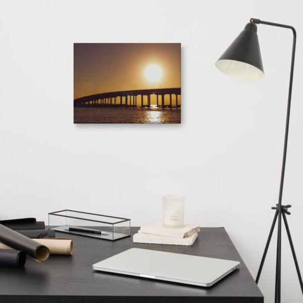 "Destin Bridge Sunset" 12x16 wrapped canvas print mock-up office