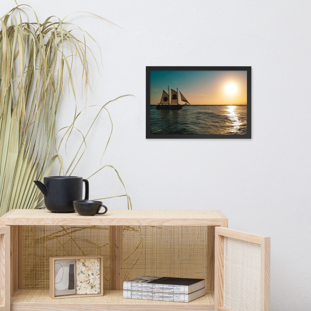 "Ship of the Florida Seas" 12x18 framed poster print with black frame lifestyle mock-up