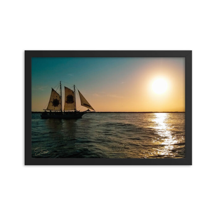 "Ship of the Florida Seas" 12x18 framed poster print with black frame