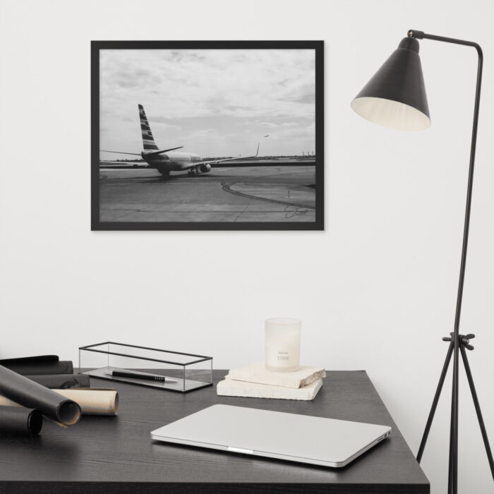 "Ready for Takeoff" 16x20 framed poster print with black frame office mock-up