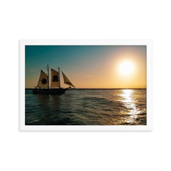 "Ship of the Florida Seas" 12x18 framed poster print with white frame