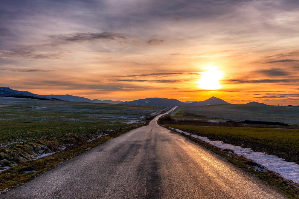Winding Mountain Road Sunset